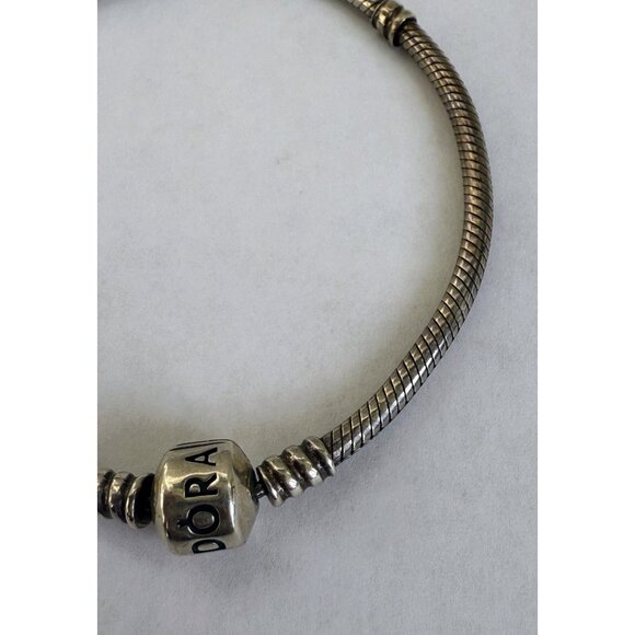 Vintage 90's Pandora 925 Sterling Silver Starter Charm Bracelet 15 grams 7.5" - Picture 8 of 8